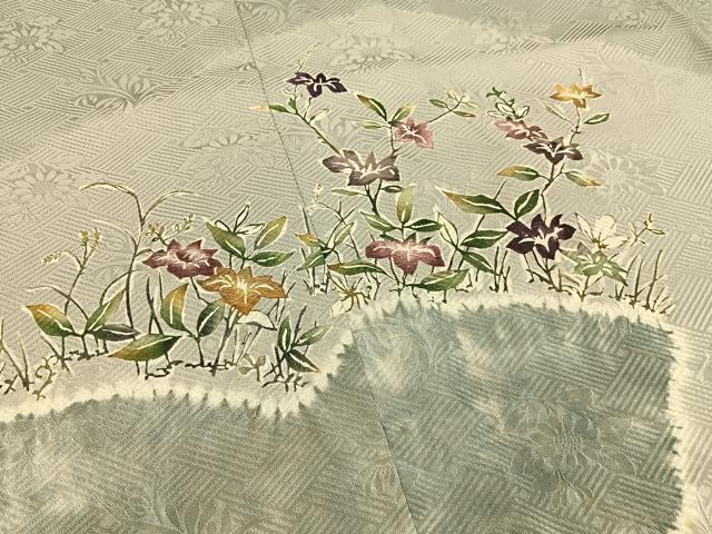 平和屋着物■訪問着　絞り　刺繍　型染め　杜若　正絹　逸品　BAAY6359hj