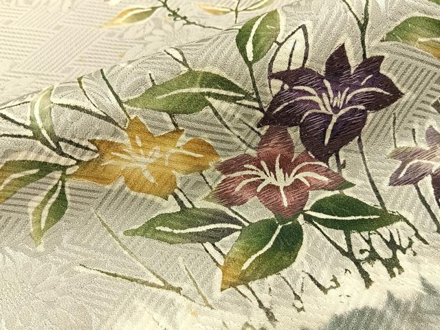 平和屋着物■訪問着　絞り　刺繍　型染め　杜若　正絹　逸品　BAAY6359hj