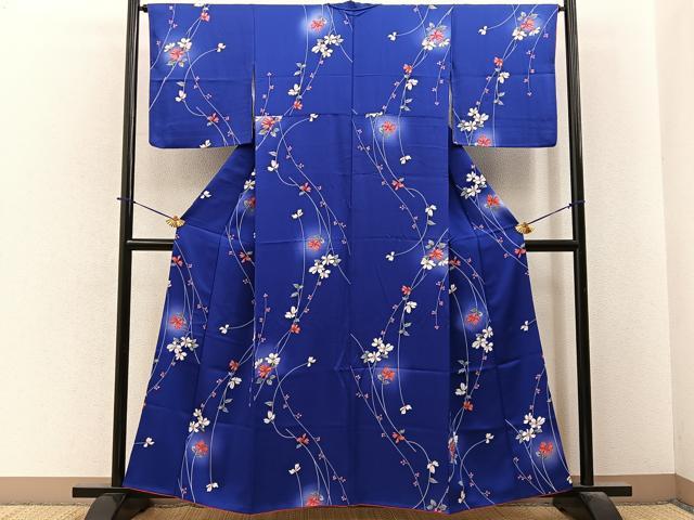 平和屋着物■上質な小紋　草花文　蛍暈し　正絹　逸品　BAAY6361hj