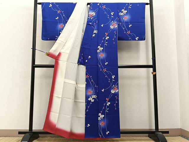 平和屋着物■上質な小紋　草花文　蛍暈し　正絹　逸品　BAAY6361hj