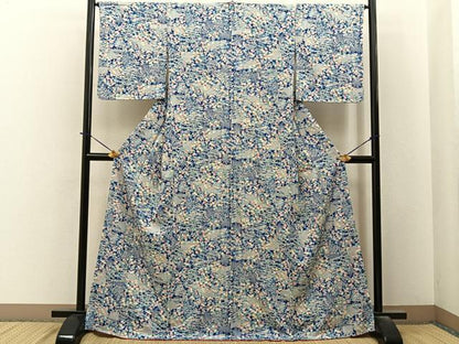 平和屋着物■上質な小紋　風景秋草文　正絹　逸品　未使用　BAAY6362hj