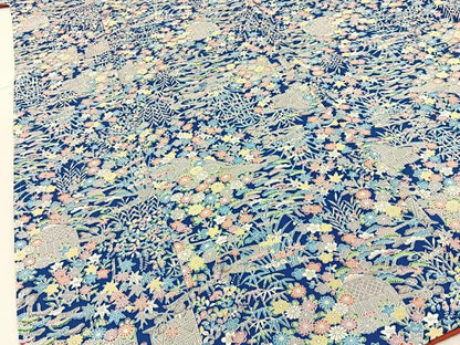平和屋着物■上質な小紋　風景秋草文　正絹　逸品　未使用　BAAY6362hj