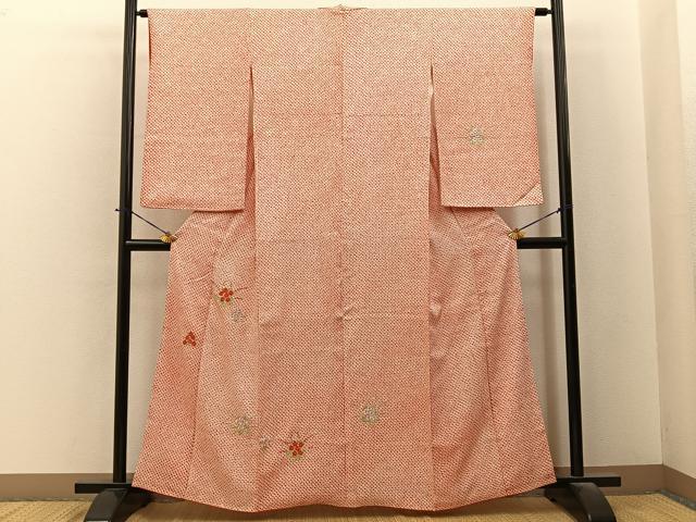平和屋着物■訪問着　総絞り　刺繍　草花文　金糸　正絹　逸品　BAAY6363hj
