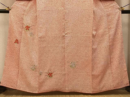 平和屋着物■訪問着　総絞り　刺繍　草花文　金糸　正絹　逸品　BAAY6363hj