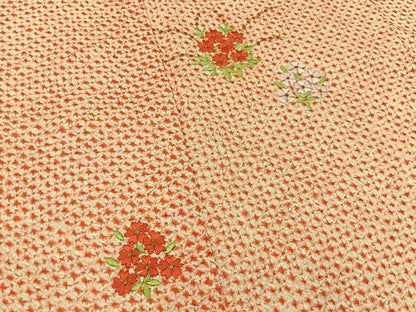 平和屋着物■訪問着　総絞り　刺繍　草花文　金糸　正絹　逸品　BAAY6363hj
