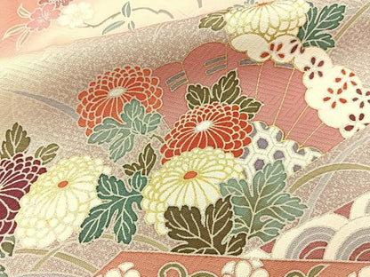 平和屋着物■訪問着　檜扇花文　暈し染め　金彩　正絹　逸品　BAAY6364hj