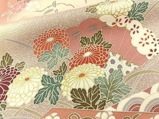 平和屋着物■訪問着　檜扇花文　暈し染め　金彩　正絹　逸品　BAAY6364hj