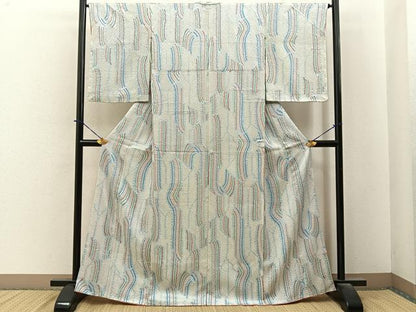 平和屋着物■上質な小紋　総絞り　抽象文様　正絹　逸品　BAAY6365hj