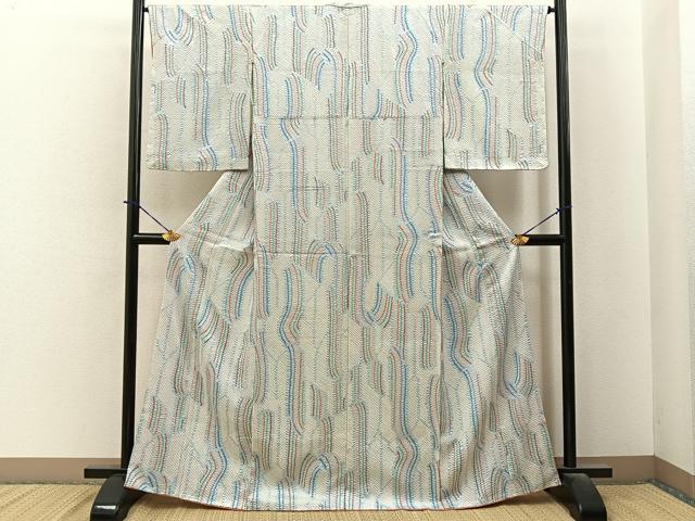 平和屋着物■上質な小紋　総絞り　抽象文様　正絹　逸品　BAAY6365hj