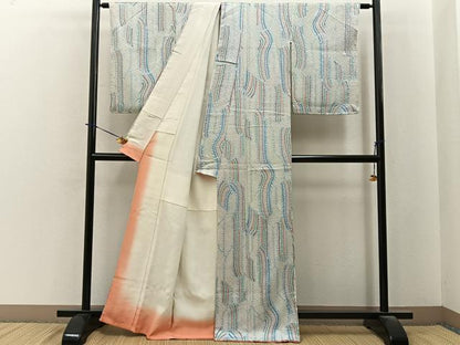 平和屋着物■上質な小紋　総絞り　抽象文様　正絹　逸品　BAAY6365hj