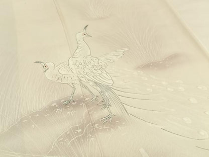 平和屋着物■訪問着　手描き　孔雀　暈し染め　正絹　逸品　BAAY6371hj
