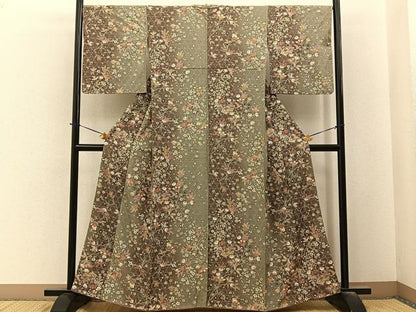 平和屋着物■上質な小紋　地紙秋草文　暈し染め　金彩　正絹　逸品　BAAY6375hj