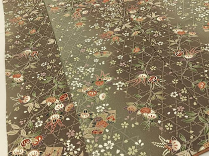 平和屋着物■上質な小紋　地紙秋草文　暈し染め　金彩　正絹　逸品　BAAY6375hj