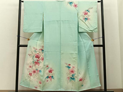 平和屋着物■訪問着　駒刺繍　草花文　暈し染め　正絹　逸品　BAAY6376hj