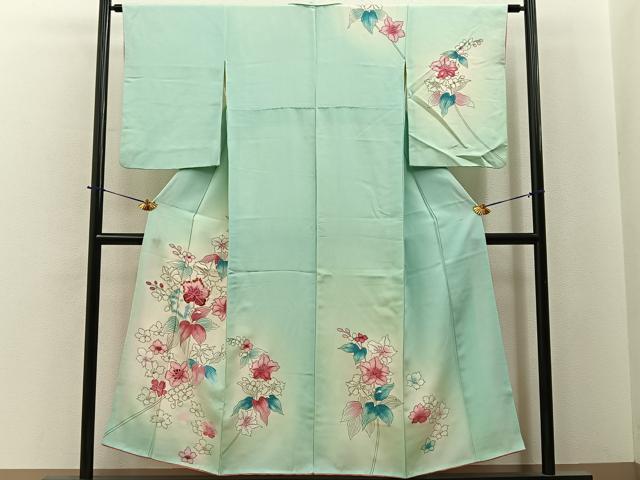 平和屋着物■訪問着　駒刺繍　草花文　暈し染め　正絹　逸品　BAAY6376hj