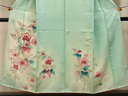 平和屋着物■訪問着　駒刺繍　草花文　暈し染め　正絹　逸品　BAAY6376hj
