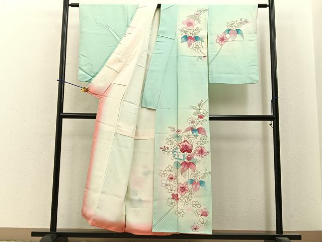 平和屋着物■訪問着　駒刺繍　草花文　暈し染め　正絹　逸品　BAAY6376hj