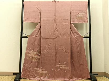 平和屋着物■訪問着　絞り　刺繍　椿　金銀彩　正絹　逸品　BAAY6378hj