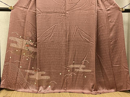 平和屋着物■訪問着　絞り　刺繍　椿　金銀彩　正絹　逸品　BAAY6378hj
