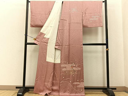 平和屋着物■訪問着　絞り　刺繍　椿　金銀彩　正絹　逸品　BAAY6378hj
