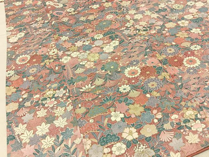 平和屋着物■上質な小紋　草花尽くし　金彩　正絹　逸品　BAAY6379hj