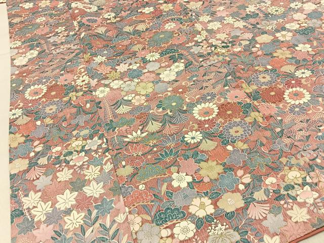 平和屋着物■上質な小紋　草花尽くし　金彩　正絹　逸品　BAAY6379hj