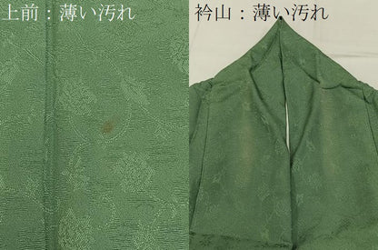 平和屋着物■上質な色無地　花唐草地紋　麹塵色　正絹　逸品　BAAY6381hj