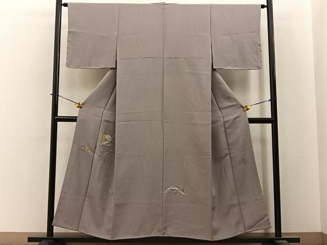 平和屋着物■色留訪問着　作家物　駒刺繍　総刺繍　枝梅文　金銀糸　正絹　逸品　未使用　BAAY6383hj