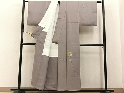 平和屋着物■色留訪問着　作家物　駒刺繍　総刺繍　枝梅文　金銀糸　正絹　逸品　未使用　BAAY6383hj