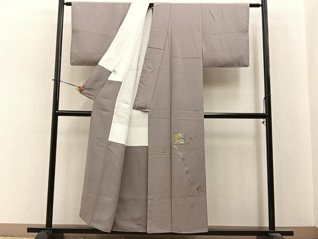 平和屋着物■色留訪問着　作家物　駒刺繍　総刺繍　枝梅文　金銀糸　正絹　逸品　未使用　BAAY6383hj