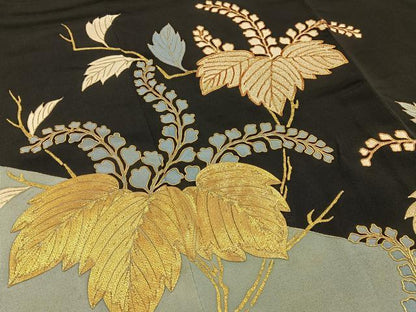平和屋着物■豪華黒留袖　駒刺繍　桐　金彩　正絹　逸品　BAAY6385hj