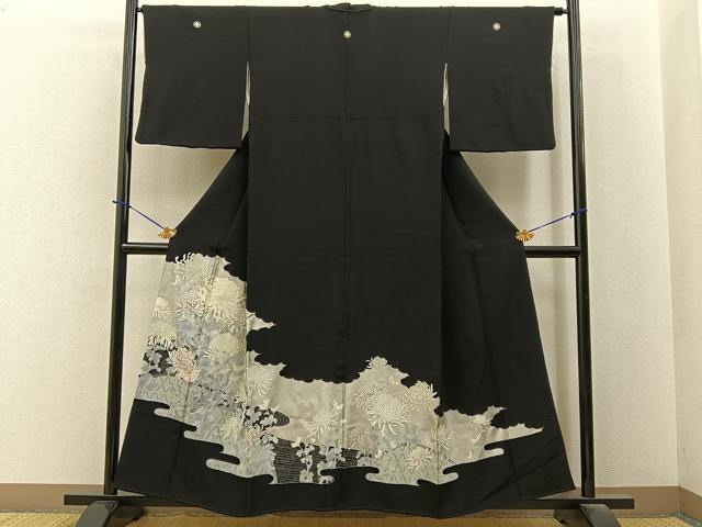 平和屋着物■豪華黒留袖　刺繍　乱菊　銀糸　正絹　逸品　BAAY6389hj