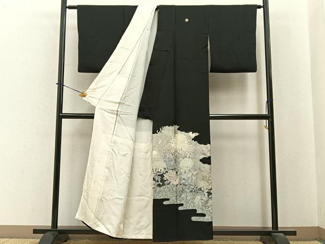 平和屋着物■豪華黒留袖　刺繍　乱菊　銀糸　正絹　逸品　BAAY6389hj