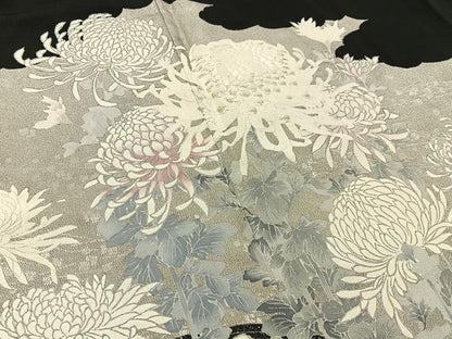 平和屋着物■豪華黒留袖　刺繍　乱菊　銀糸　正絹　逸品　BAAY6389hj