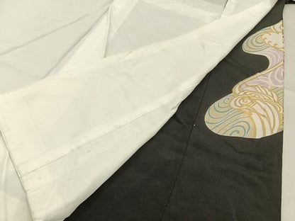 平和屋着物■豪華黒留袖　駒刺繍　流水文　金彩　正絹　逸品　BAAY6392hj