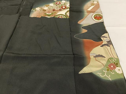 平和屋着物■豪華黒留袖　作家物　駒刺繍　鳳凰風景花文　暈し染め　金彩　仮絵羽　正絹　逸品　未使用　BAAY6394hj