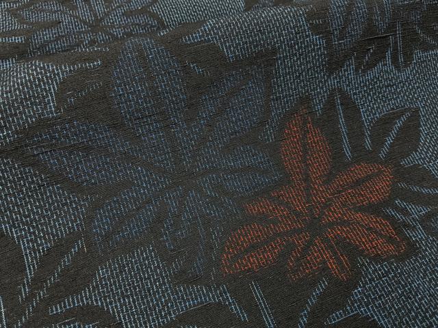 平和屋着物■結城紬　草葉文　三越扱い　正絹　逸品　BAAY6398hj