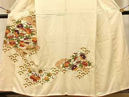 平和屋着物■訪問着　駒刺繍　雲取菊桐文　金彩　正絹　逸品　BAAY6400hj