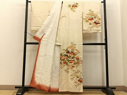 平和屋着物■訪問着　駒刺繍　雲取菊桐文　金彩　正絹　逸品　BAAY6400hj