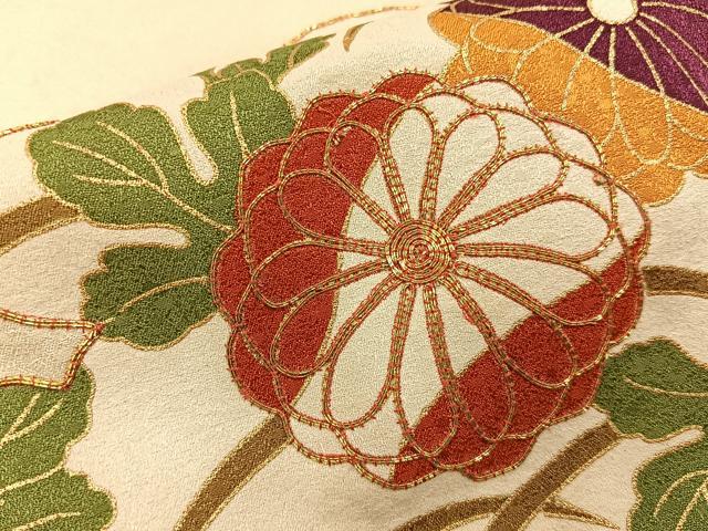 平和屋着物■訪問着　駒刺繍　雲取菊桐文　金彩　正絹　逸品　BAAY6400hj