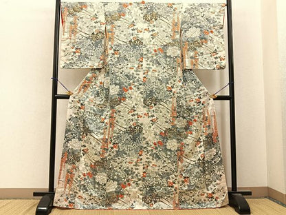 平和屋着物■上質な小紋　花車文　金彩　正絹　逸品　BAAY6404hj