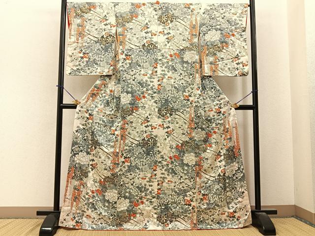 平和屋着物■上質な小紋　花車文　金彩　正絹　逸品　BAAY6404hj