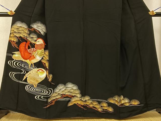 平和屋着物■黒留袖　総刺繍　鴛鴦　金銀糸　洗える着物　BAAY6407hj