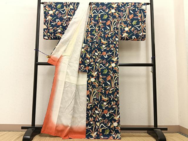 平和屋着物■上質な小紋　花蝶文　正絹　逸品　BAAY6413hj