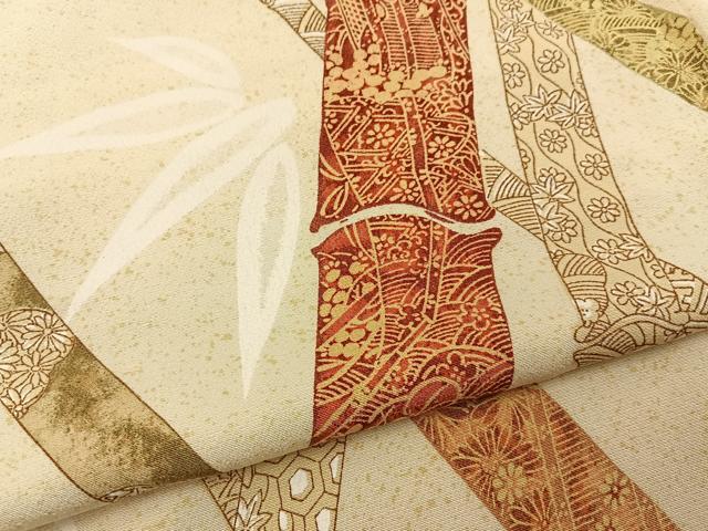 平和屋着物■上質な小紋　笹竹吉祥花文　正絹　逸品　BAAY6414hj