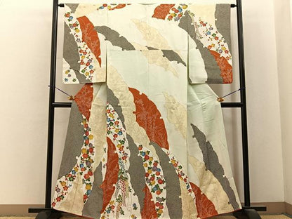 平和屋着物■訪問着　雪輪草花文　暈し染め　金彩　正絹　逸品　BAAY6422hj