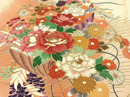 平和屋着物■豪華振袖　駒刺繍　流水花文　金彩　正絹　逸品　BAAY6424hj