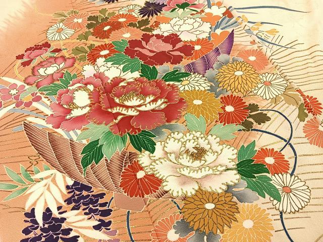 平和屋着物■豪華振袖　駒刺繍　流水花文　金彩　正絹　逸品　BAAY6424hj