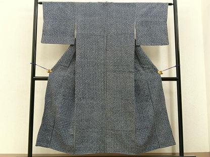 平和屋着物■上質な小紋　格子柄　正絹　逸品　BAAY6427hj