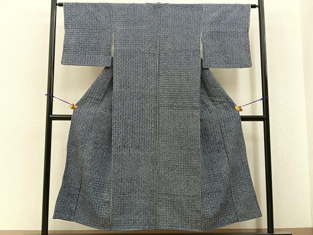 平和屋着物■上質な小紋　格子柄　正絹　逸品　BAAY6427hj